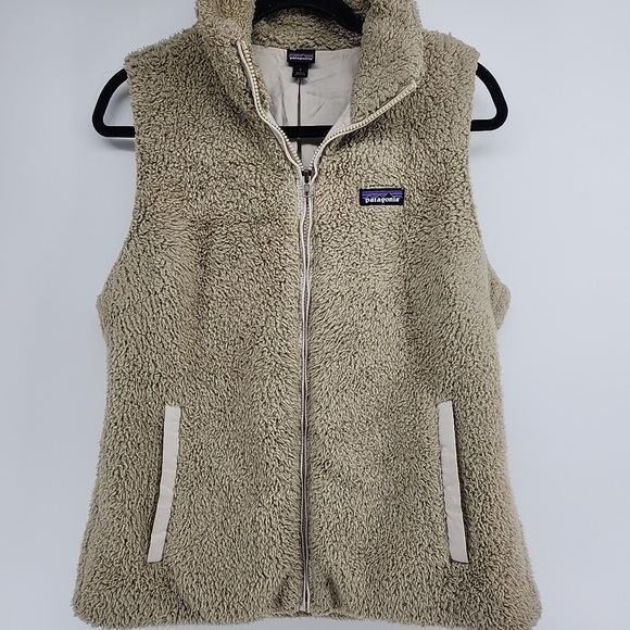 Patagonia Vest Womens Large Tan Fleece Full Zip Sherpa Outdoor Hiking Hike - Picture 2 of 5
